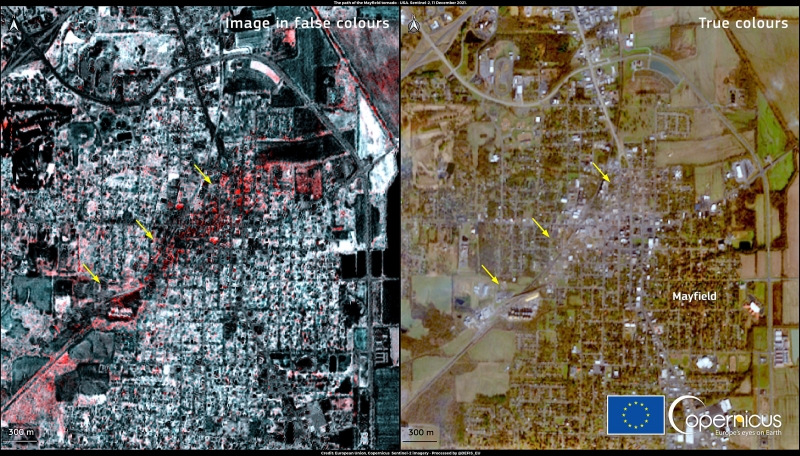 Спутники сняли последствия разрушительного торнадо в США